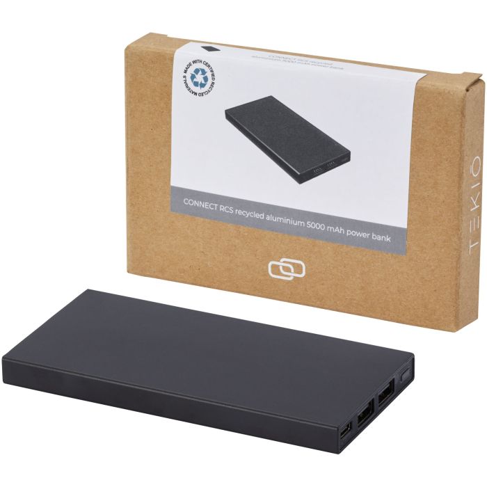 Connect powerbank o pojemności 5000 mAh z aluminium RCS pochodzącego z recyklingu 