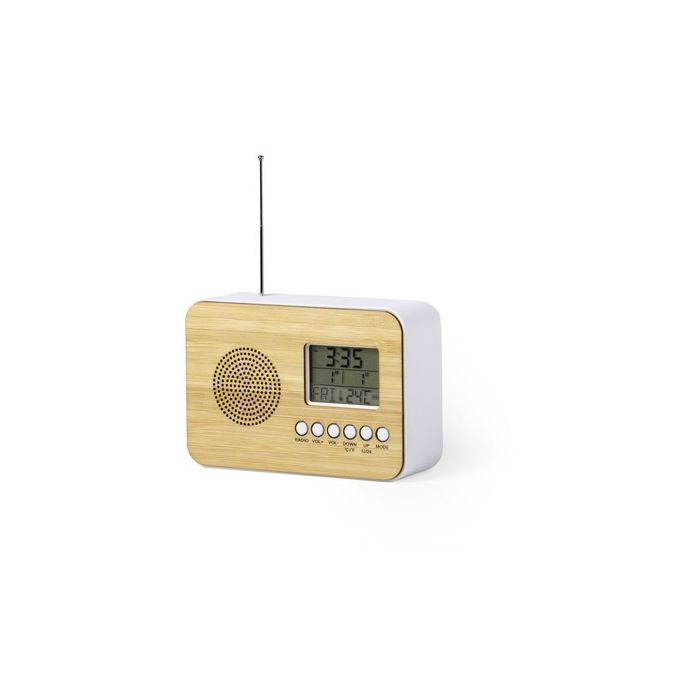 Zegar na biurko z alarmem, radio brązowy