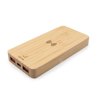 Bambusowy bezprzewodowy power bank 8000 mAh B'RIGHT, ładowarka bezprzewodowa 15W | Benson drewno