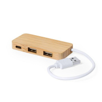 Bambusowy hub USB i USB-C jasnobrązowy