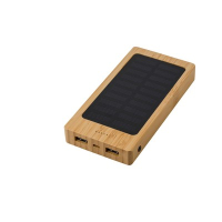 Bambusowy power bank 8000 mAh, ładowarka słoneczna drewno