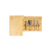 Bambusowy zestaw do serwowania sera i wina 4 szt