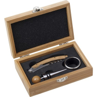 Bambusowy zestaw do wina, 3 el. brązowy