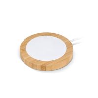 Bezprzewodowa ładowarka bambusowa i RABS 15W, biały