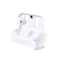 Bezprzewodowe słuchawki douszne RABS, etui ze skóry z recyklingu brązowy