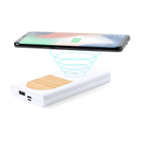 Bezprzewodowy power bank 8000 mAh, ładowarka bezprzewodowa 15W biały