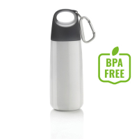 Butelka sportowa 350 ml Bopp Mini, karabińczyk biały, szary