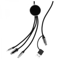 DŁUGI KABEL 5W1 Z PODŚWIETLANYM LOGO, W102TG, czarny