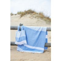 ELLA HAMAM EKO KOC/RĘCZNIK 145X250CM, NIEBIESKI