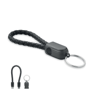 FAULETI LOOP - Brelok z kablem USB-C, Czarny