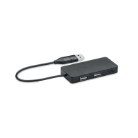 HUB-C - 3-portowy hub USB kabel 20cm, Czarny