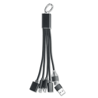 HUBLUE - Brelok 5w1 kabel ładujący, Czarny