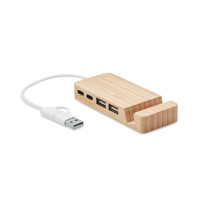 HUBSTAND - 4-portowy bambusowy hub USB, Drewna