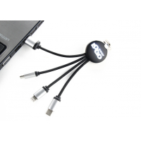 Kabel 3w1 z podświetlanym logo, RXD-368, czarny