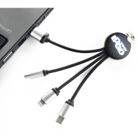 Kabel do ładowania 3w1 z podświetlanym logo, czarny