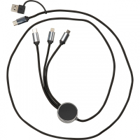 Kabel do ładowania 4w1, podświetlany, czarny
