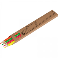 Kredki drewniane 4 kolory neonowe ASHLEY, wielokolorowy