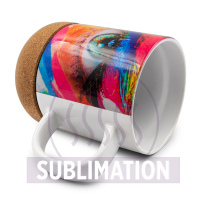 Kubek ceramiczny 370 ml, korkowy element | Kate biały