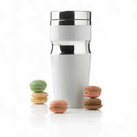 Kubek podróżny 350 ml Contour biały, srebrny