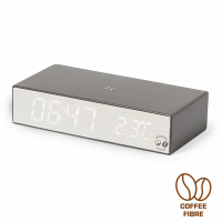 Ładowarka bezprzewodowa 10W z łusek kawowych i bawełny z recyklingu, wielofunkcyjny zegar cyfrowy brązowy