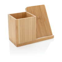 Ładowarka bezprzewodowa 5W, organizer na biurko Calgary brązowy