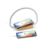 Lampka na biurko, bambusowa ładowarka bezprzewodowa 10W neutralny