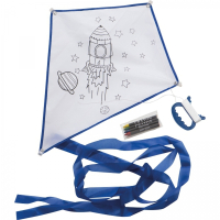 Latawiec do kolorowania z 4 kredkami, biały