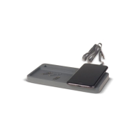 Limestone Desk organizer with wireless charger 5W, szary