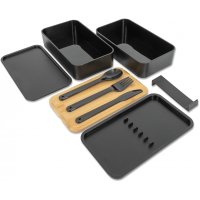 Lunch box 2x600 ml ze sztućcami PESCARA, czarny