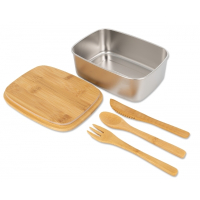 Lunch box ze sztućcami 1000 ml DIEST, beżowy