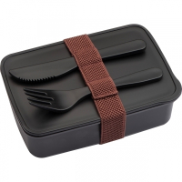 Lunch box ze sztućcami 600 ml VIGO, czarny