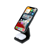 Magnetyczna ładowarka bezprzewodowa 15W z RABS, 3 w 1, stojak na telefon czarny