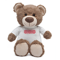 Maskotka Big Teddy w koszulce z motywem świątecznym, brązowy