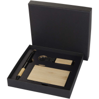 Minka zestaw upominkowy zawierający długopis wykonany z aluminium z recyklingu z certyfikatem RCS, łańcuch do kluczy oraz ramka na kartę RFID