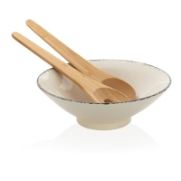 Miska do sałatki Ukiyo, bambusowe sztućce czarny