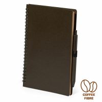 Notatnik A5 z łusek kawowych z długopisem brązowy