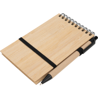 Notatnik A6 z czystymi stronami i długopisem, beżowy