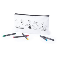 Piórnik do kolorowania, kredki biały