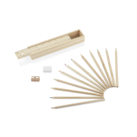 Piórnik z kredkami 12 szt. KRASI naturalny