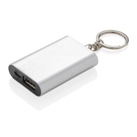 Power bank 1000 mAh, brelok do kluczy srebrny