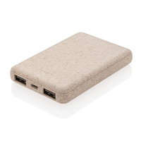 Power bank 5000 mAh ze słomy pszenicznej khaki
