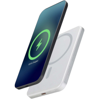 Powerbank Avis 5000 mAh z recyklingowanego aluminium posiadającego certyfikację RCS, z wbudowanym magnesem 