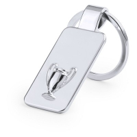 Prostokątny brelok do kluczy z motywem sportowym srebrny