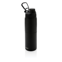 Próżniowa butelka sportowa 700 ml Swiss Peak 2 w 1, kubek black