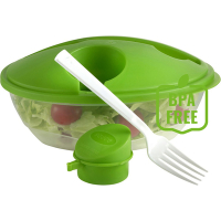 Pudełko śniadaniowe 1 L, widelec i pojemnik na sos do sałatki ok. 50 ml jasnozielony