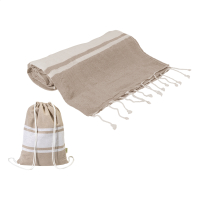 ręcznik plażowy z recyklingowanej bawełny i torba ze ściągaczem