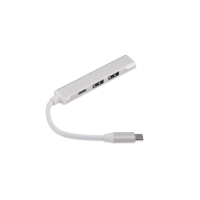 Rozdzielacz HUB USB z kablem typ C - ROSKO srebrny