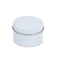 Scented candle round recycled tin, biały