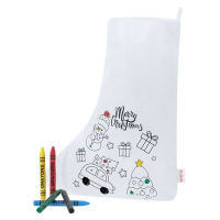 Skarpeta świąteczna do kolorowania, świąteczny wzór, kredki biały