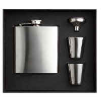 SLIMMY FLASK SET - Piersiówka., Srebrny Mat